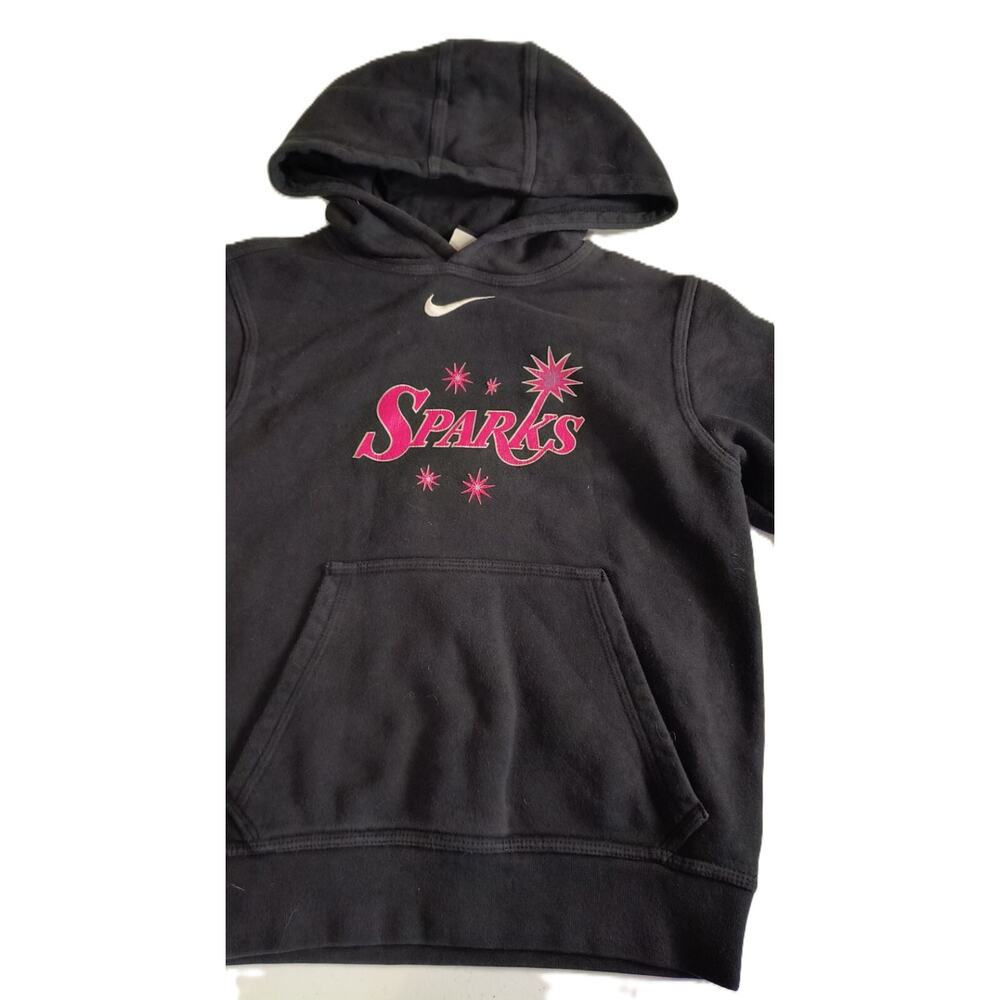 Nike Sparks Girls Pullover Hoodie Swoosh Logo Fleece Causal Black Size S G001 - Picture 4 of 8